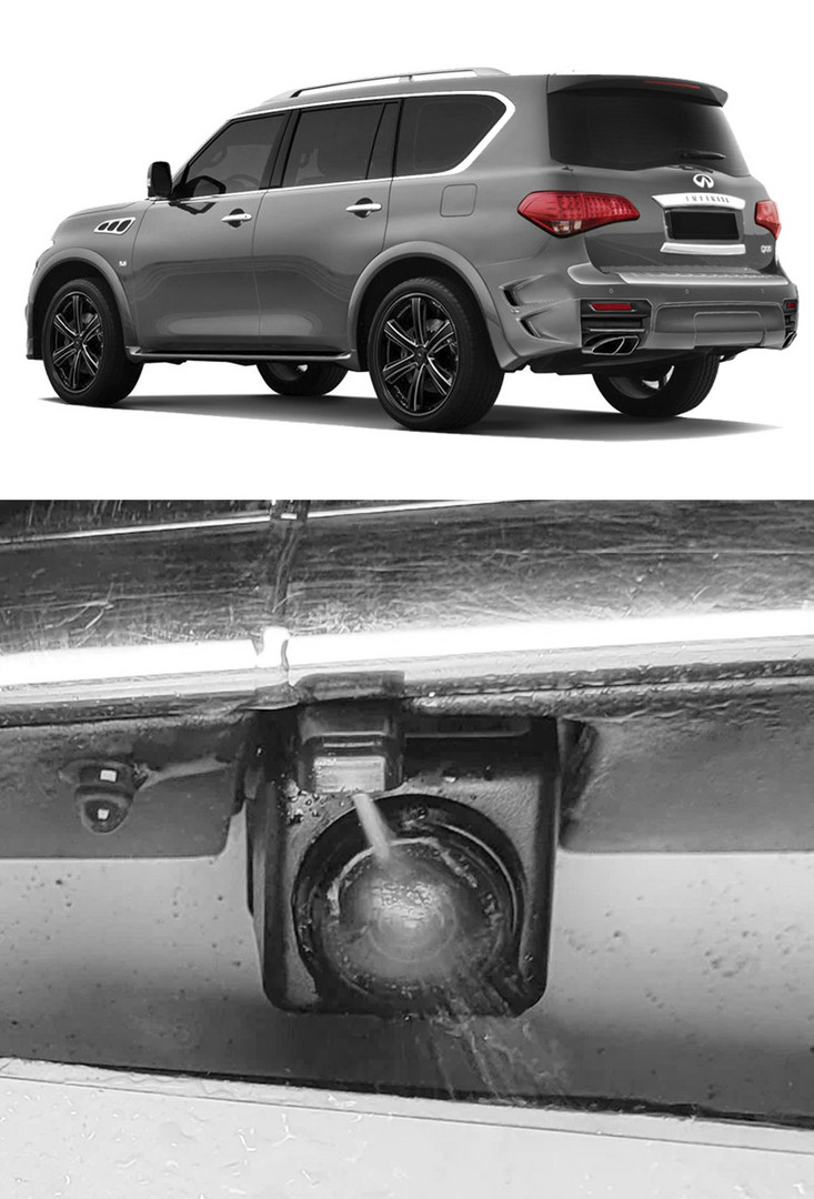 Infiniti QX56 / QX80 (Z62) 2012-2017 (с системой кругового обзора) (4064) омыватель камеры заднего вида